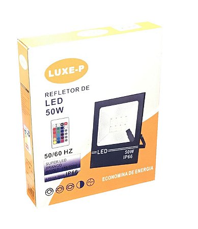 REFLETOR LED 50W BIVOLT RGB COM CONTROLE LUXE-P