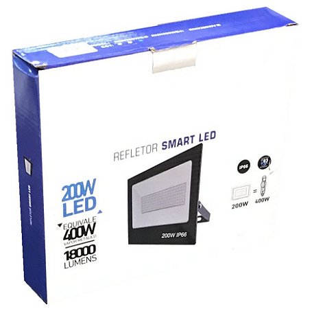 REFLETOR LED 200W BIVOLT BRANCO FRIO SMART LED