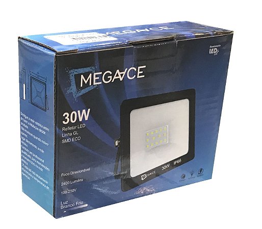 REFLETOR LED 30W BIVOLT 6500K MEGAACE