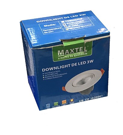SPOT LED EMBUTIR 3W REDONDO BRANCO FRIO MAXTEL