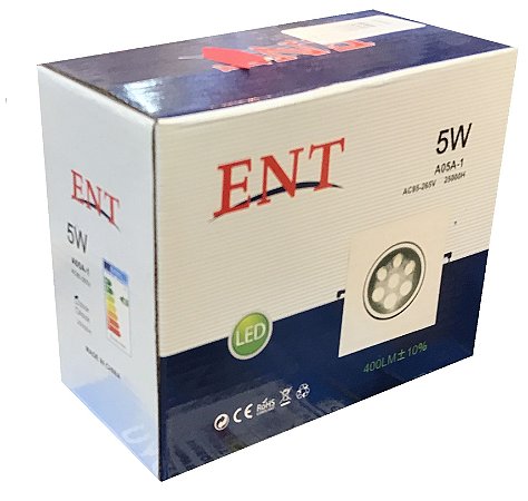 SPOT LED EMBUTIR QUADRADO 5W BRANCO QUENTE ENT