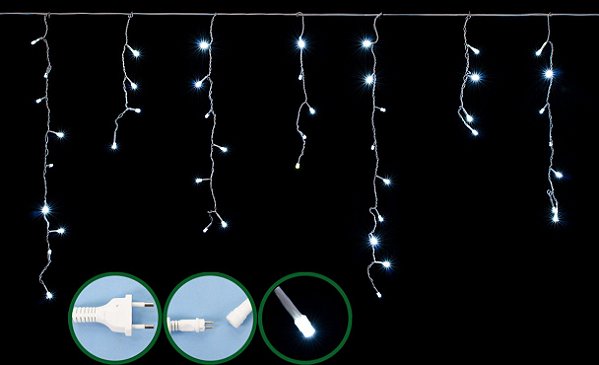 CASCATA 100 LEDS FIXA  2,8 METRO 127V BRANCO