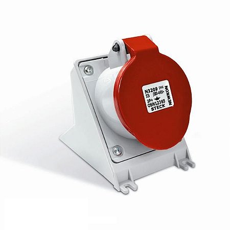 TOMADA SOBREPOR STECK 3P+T 32A 6H 380V VERMELHO