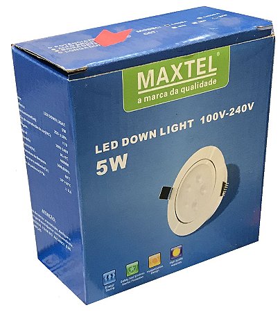 SPOT LED EMBUTIR REDONDO CROMADO 5W BRANCO FRIO MAXTEL