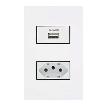 CONJUNTO INFINITI 4X2 1 TOMADA USB 1A E 1 TOMADA 10A
