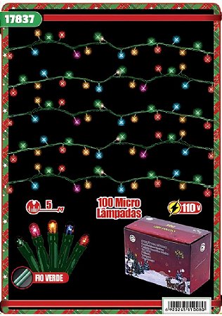 PISCA 100 LÂMPADAS MICRO SEQUENCIAIS 8F 110V 5M COLORIDAS