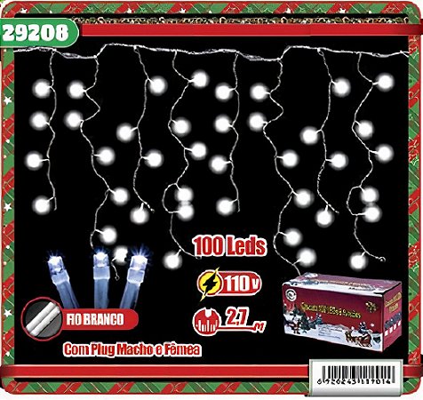 CASCATA 100 LÂMPADA LED FIXA 110V 2,70M BRANCO