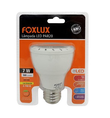 LÂMPADA LED PAR-20 7W FOXLUX 2700K