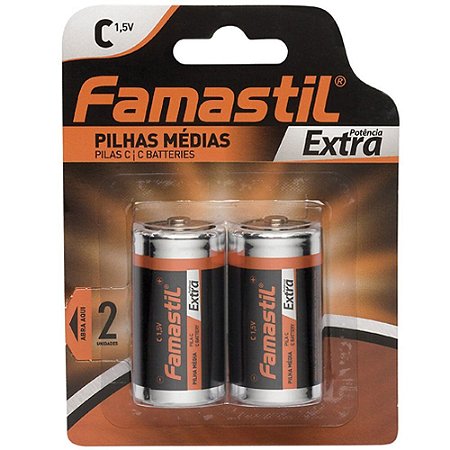 PILHA FAMASTIL EXTRA POTÊNCIA C COM 2