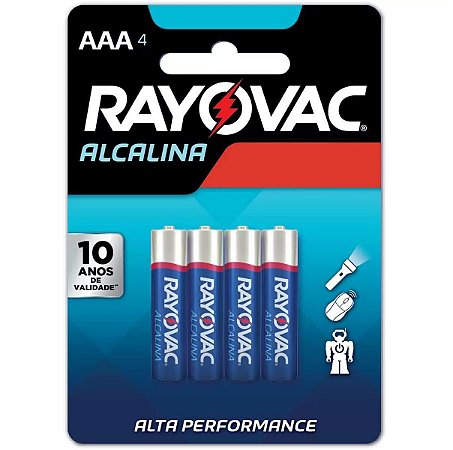 PILHA RAYOVAC ALCALINA AAA COM 4