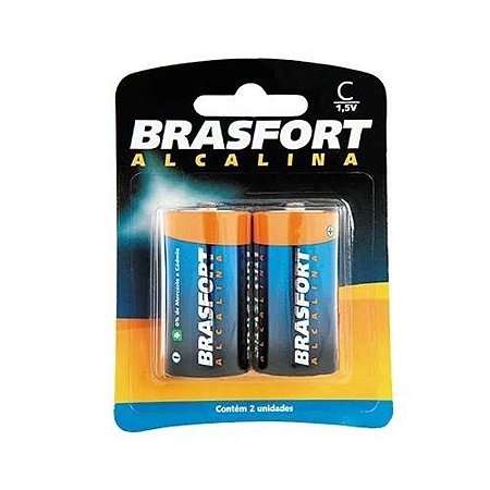 PILHA BRASFORT ALCALINA C COM 2