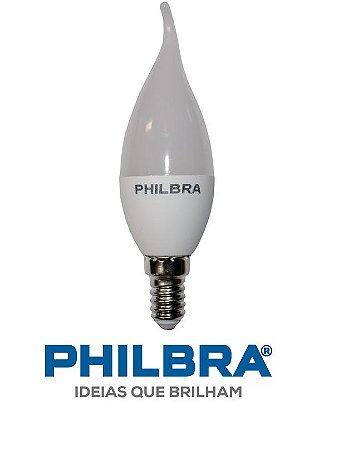 LÂMPADA VELA LED BRANCO QUENTE E14 4,8W 3000K PHILBRA