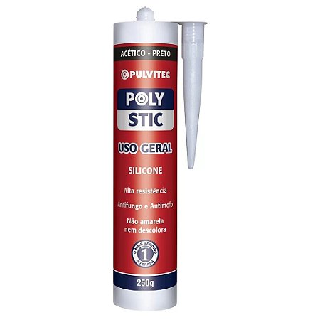 SILICONE ACÉTICO POLYSTIC 250G PRETO