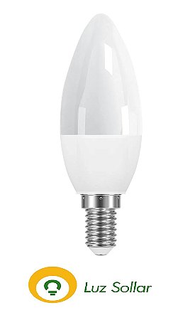 LÂMPADA VELA LED BRANCA FRIA E14 4W 6500K LUZ SOLAR