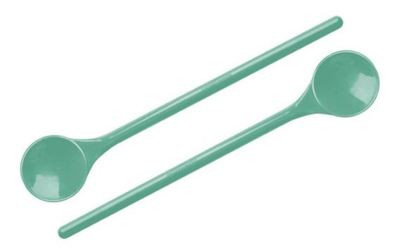 COLHER CABO LONGO COM 2 PEÇAS VERDE