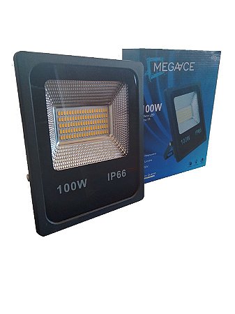 REFLETOR LED 100W 3000K BRANCO QUENTE MEGACE