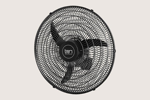 VENTILADOR OSCILANTE PAREDE PRETO 127V MONO 60CM PP TRON