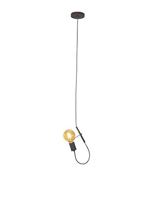 PENDENTE BLUMENAU CABO FLEXÍVEL TECIDO  PRETO 1XE27 BRONZE