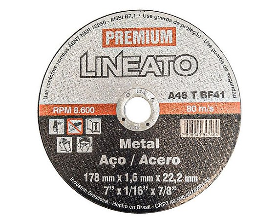DISCO CORTE INOX 7" X1,6X7/8 LINEATO