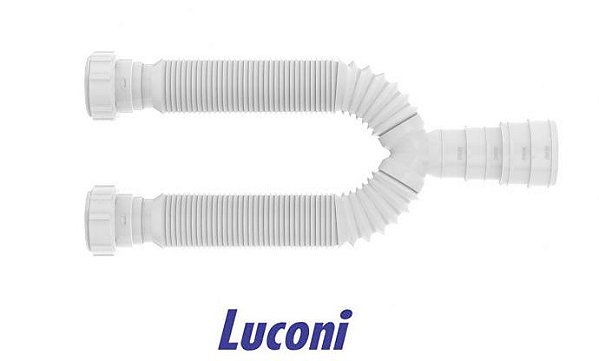 SIFÃO SANFONADO UNIVERSAL DUPLO BRANCO LUCONI