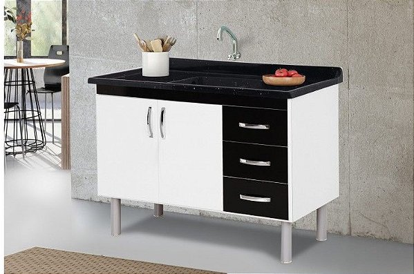 GABINETE AJ RORATO COZINHA TÓQUIO 116,2CM PRETO