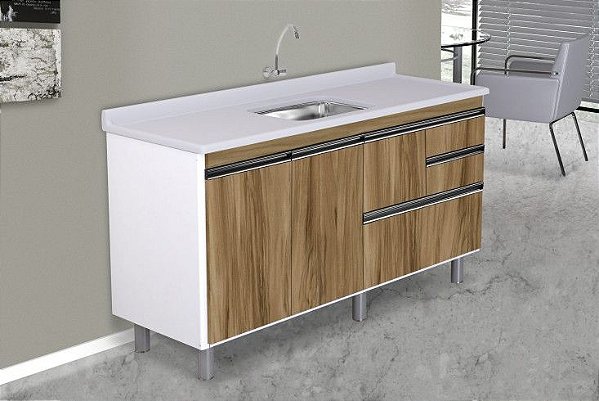GABINETE AJ RORATO COZINHA COLISEU MADEIRADO 144,2CM NOGAL SEVILHA