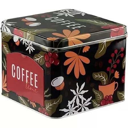 LATA PORTA CÁPSULAS METAL COFFE FLOWERS