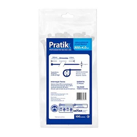 ABRAÇADEIRA NYLON 100MMX2.5MM BRANCA PRATIK