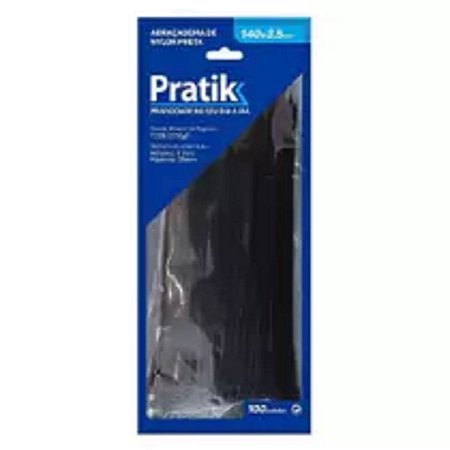 ABRAÇADEIRA NYLON 100X2.5MM PRETA PRATIK