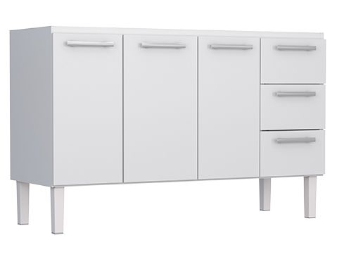 GABINETE COZINHA APOLO FLAT 1.50 BRANCO 3 GAVETAS