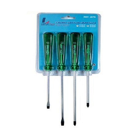 JOGO CHAVE DE FENDA/PHILIPS VERDE 4PÇS LOTUS
