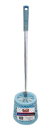 ESCOVA SANITÁRIA COM CABO INOX E SUPORTE  51CM  COR AZUL CLARO CATUAI
