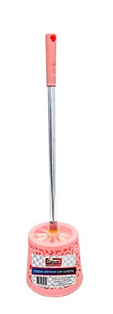 ESCOVA SANITÁRIA COM CABO INOX E SUPORTE  51CM COR ROXO CATUAI
