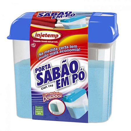 PORTA SABONETE EM PÓ COM DOSADOR  AZUL 1KG INJETEMP