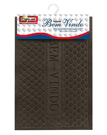 TAPETE CAPACHO BEM VINDO CINZA 58X37CM CATUAI