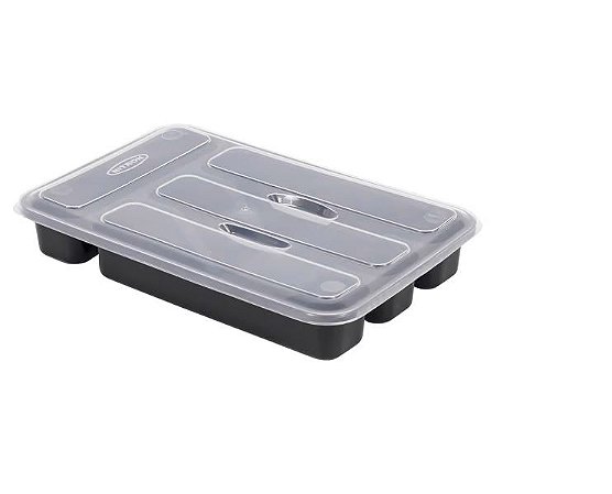 PORTA TALHER PRETO  COM TAMPA NITRONPLAST