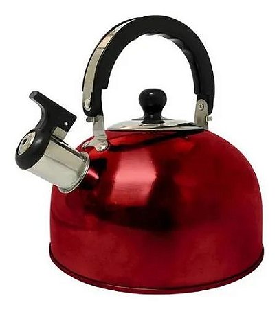 CHALEIRA INOX VERMELHO 2,5 L COM APITO CATUAI