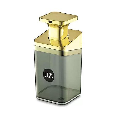 PORTA SABÃO LIQUIDO SLIM PRETO E DOURADO 13,5CM UZ