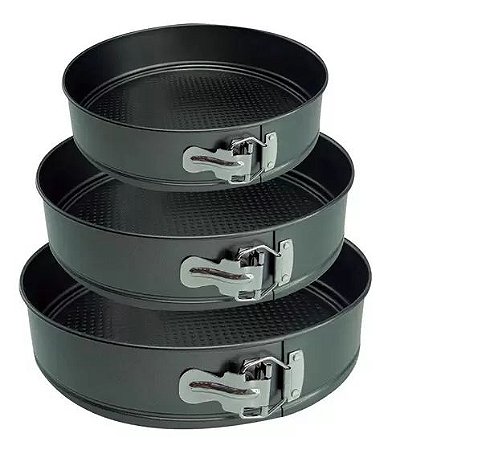 KIT 3 PEÇA FORMA TEFLON PARA BOLO FUNDO MÓVEL CATUAI