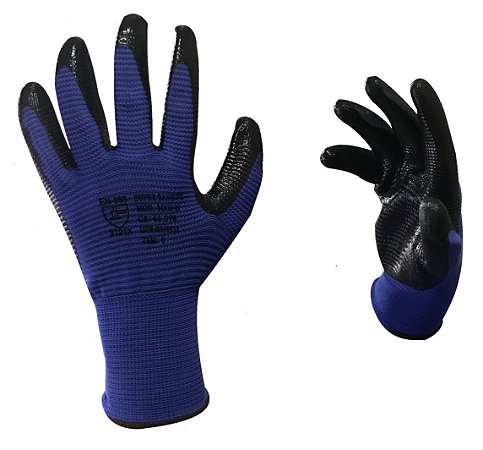 LUVA BORRACHA NITRILICA AZUL/PRETA