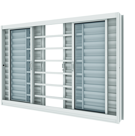 VENEZIANA VITROLAR 6FLS COM VIDRO 150X100X12CM BRANCA