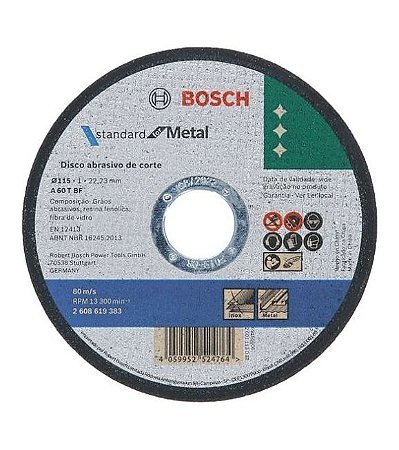 DISCO CORTE METAL/INOX STD 115X10 BOSCH