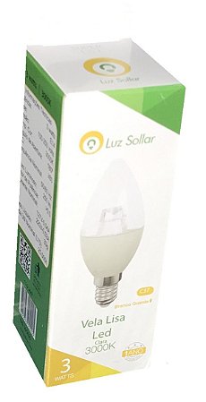LÂMPADA VELA LED E-14 3W 3000K LUZ SOLLAR