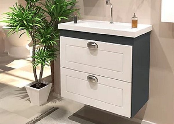 TOUCADOR FIMAP VENEZA 58CM GRAFITE\BRANCO\RETRO