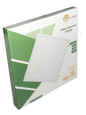 PLAFON LED EMBUTIR QUADRADO 18W BRANCO QUENTE LUZ SOLAR