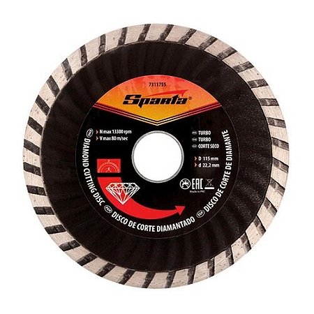 DISCO DIAMANTADO TURBO 115MM SPARTA PRETO