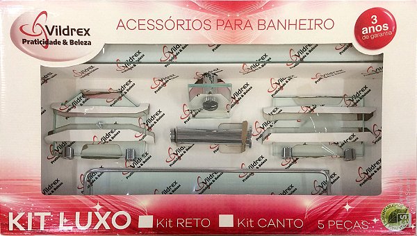 KIT ACESSÓRIOS VILDREX 5 PEÇAS RETO LUXO INCOLOR