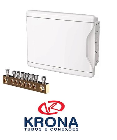 QUADRO DISTRIBUIÇÃO EMBUTIR PARA DISJUNTOR 11 NEMA OU 16 DIN COM BARRAMENTO KRONA