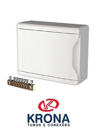 QUADRO DISTRIBUIÇÃO SOBREPOR PARA DISJUNTOR  18 NEMA OU 24 DIN COM BARRAMENTO KRONA