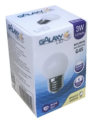 LÂMPADA LED 3W BULBO BRANCO QUENTE 3000K GALAXY